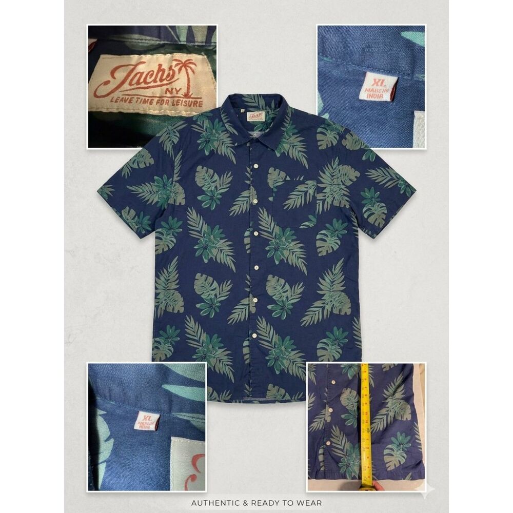 Jachs NY Men’s Tropical Palm Leaf Button Down Shirt